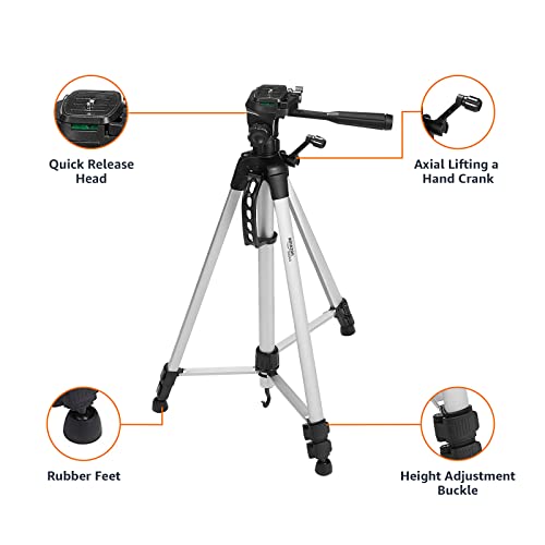 Amazon Basics 50-inch Lightweight Portable Camera Mount Tripod Stand with Bag, for Travel Photography, Champagne