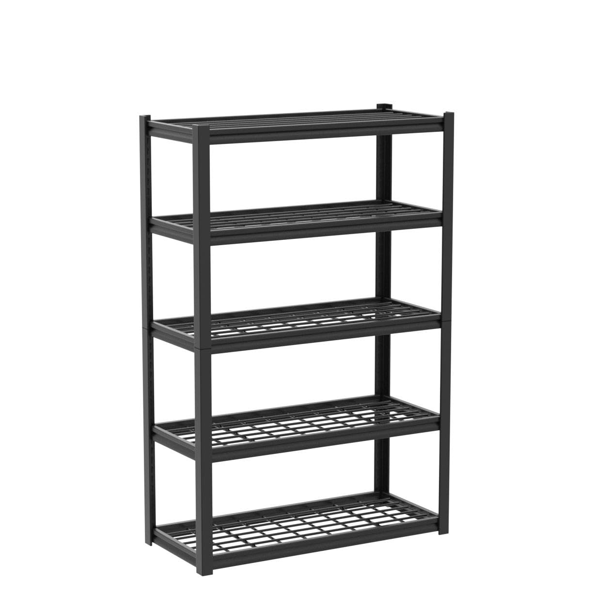 REIBII Garage Shelving 48.2" W Storage Shelves 3000LBS Heavy Duty Shelving Adjustable 5 Tier Metal Shelves for Storage Commercial Shelving Unit Industrial Utility Shelf, 72.2" H x 24.2" D x 48.2" W