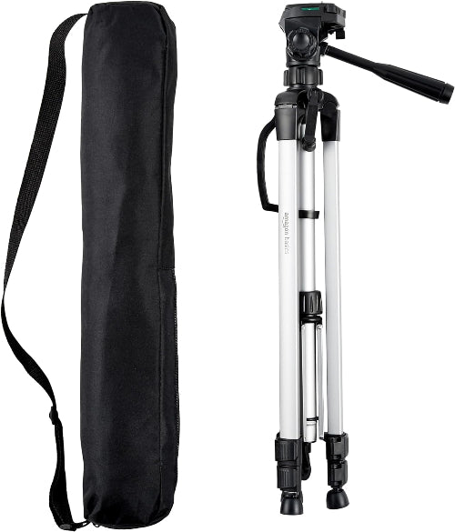 Amazon Basics 50-inch Lightweight Portable Camera Mount Tripod Stand with Bag, for Travel Photography, Champagne