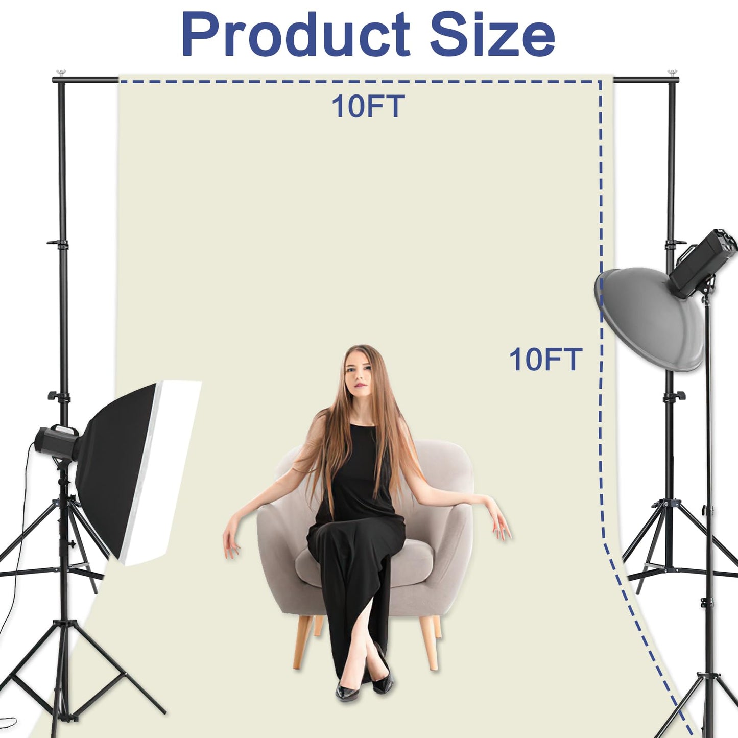 GFCC 8FTX10FT Ivory Backdrop Background for Photography Photo Booth Backdrop for Photoshoot Background Screen Video Recording Parties Curtain