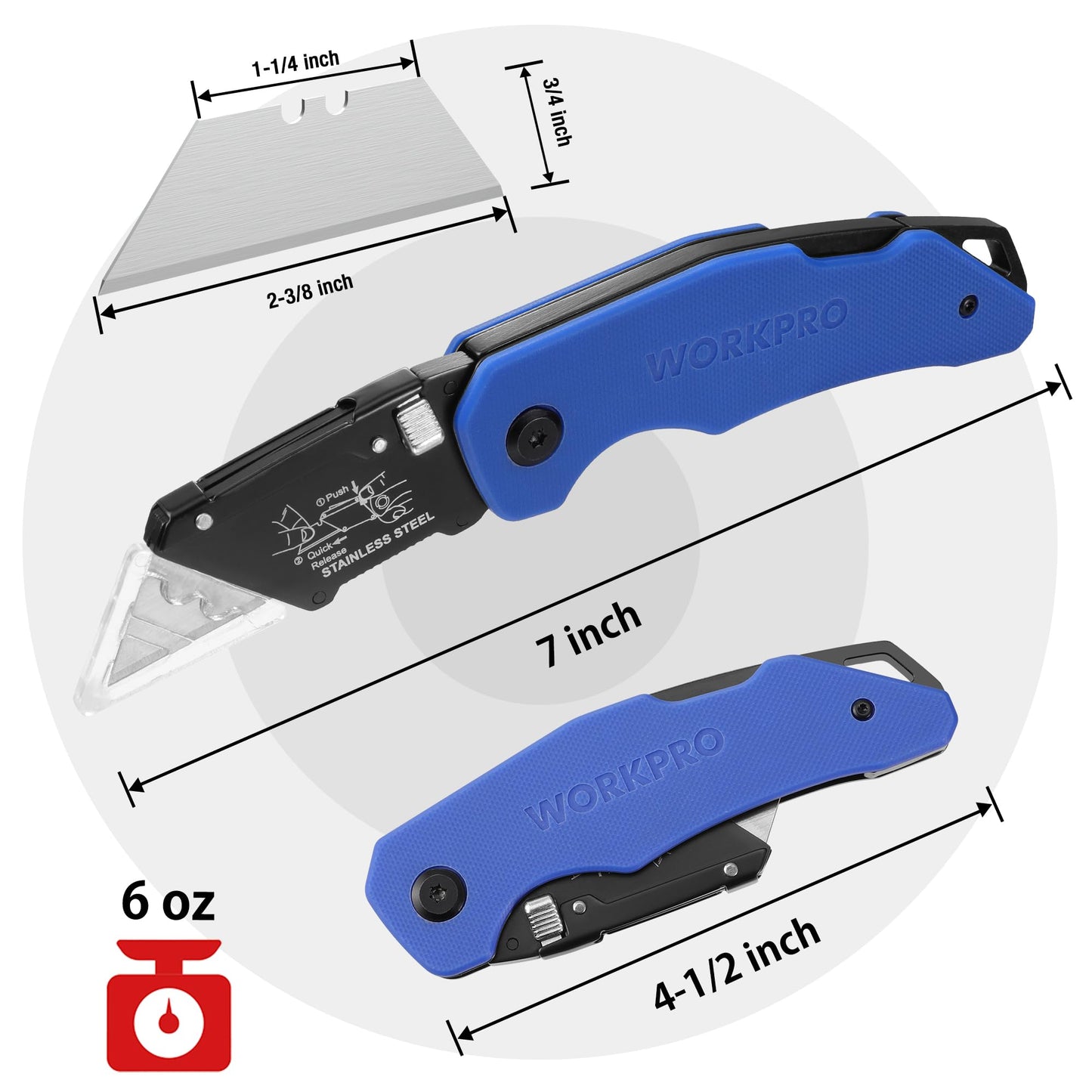 WORKPRO Folding Utility Knife with Stainless Steel Head, Quick-change Blade & Back Lock, Wood Handle Heavy Duty Box Cutter, 1PC Razor Knife with Extra 10PC SK5 Blades