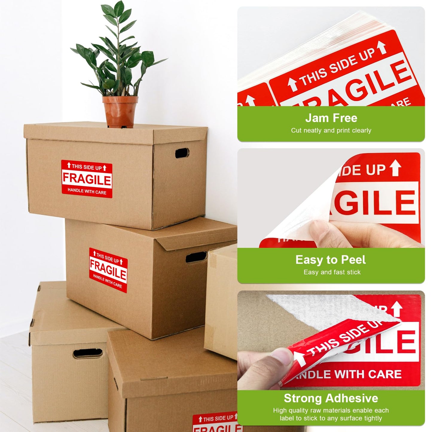 210 Pcs 3" x 5" Large Fragile Stickers for Shipping, This Side Up Fragile Labels, Handle with Care Stickers for Shipping, Fragile Stickers for Moving(6 Labels per Sheet, 35 Sheets)