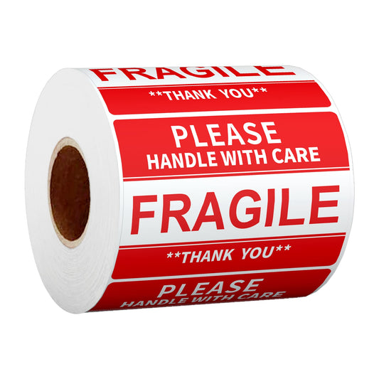 2" x 3" Fragile Stickers for Shipping and Moving Please Handle with Care Fragile Thank You Do Not Drop, Warning Stickers Fragile Labels, Permanent Adhesive(500 Labels, 1 Roll)