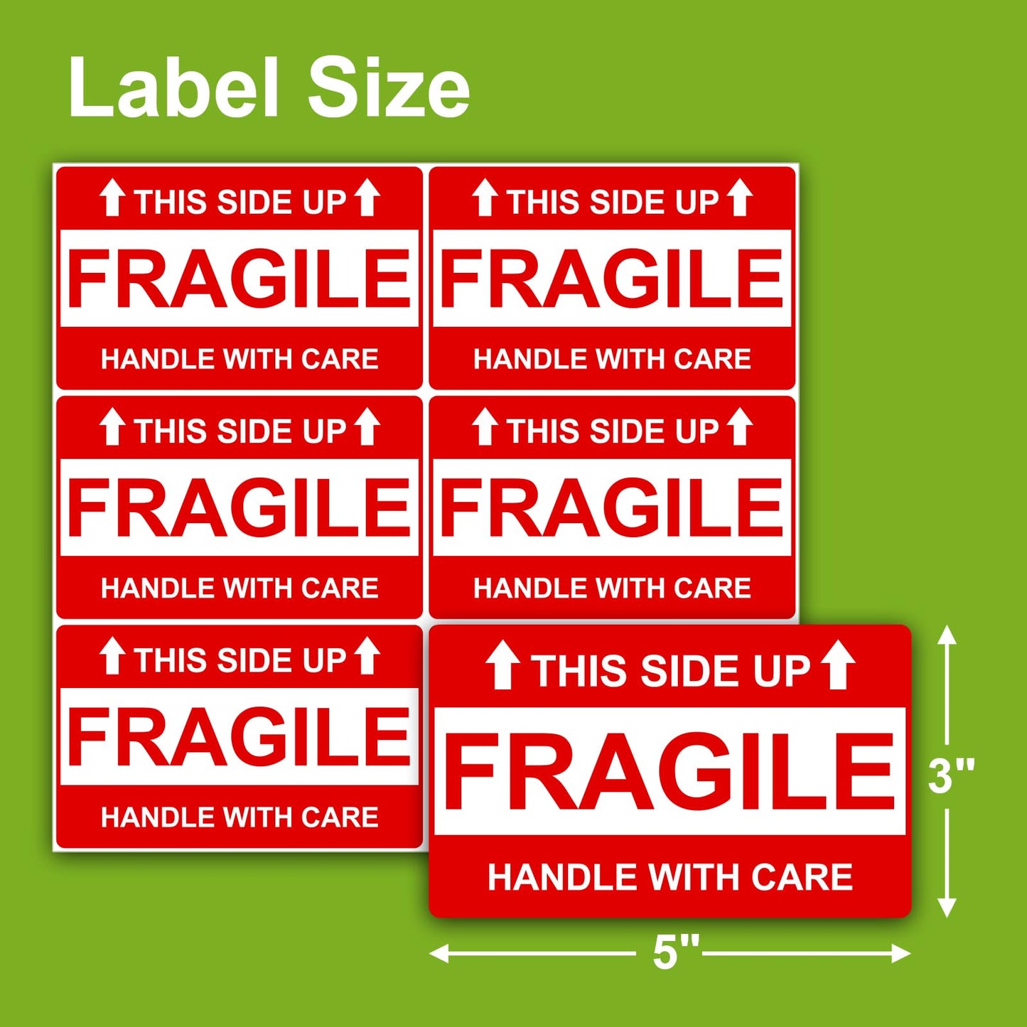 210 Pcs 3" x 5" Large Fragile Stickers for Shipping, This Side Up Fragile Labels, Handle with Care Stickers for Shipping, Fragile Stickers for Moving(6 Labels per Sheet, 35 Sheets)