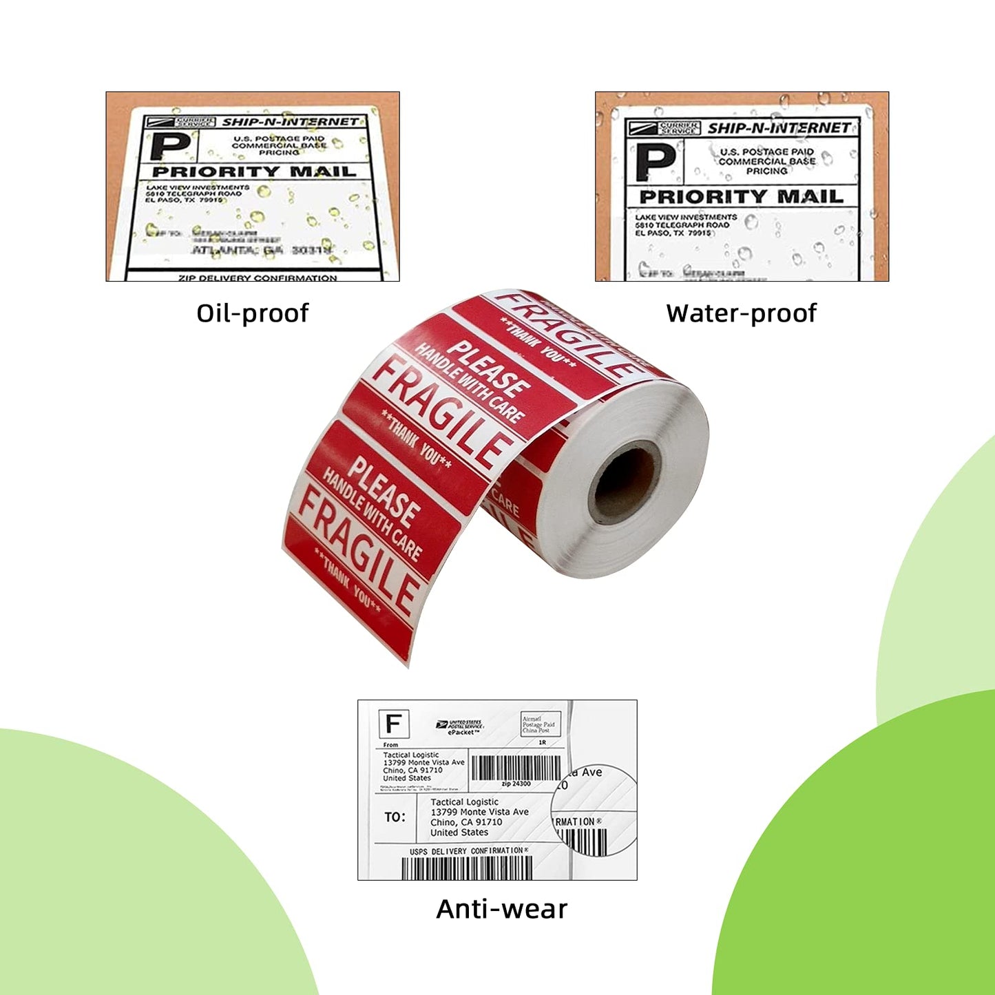 2" x 3" Fragile Stickers for Shipping and Moving Please Handle with Care Fragile Thank You Do Not Drop, Warning Stickers Fragile Labels, Permanent Adhesive(500 Labels, 1 Roll)