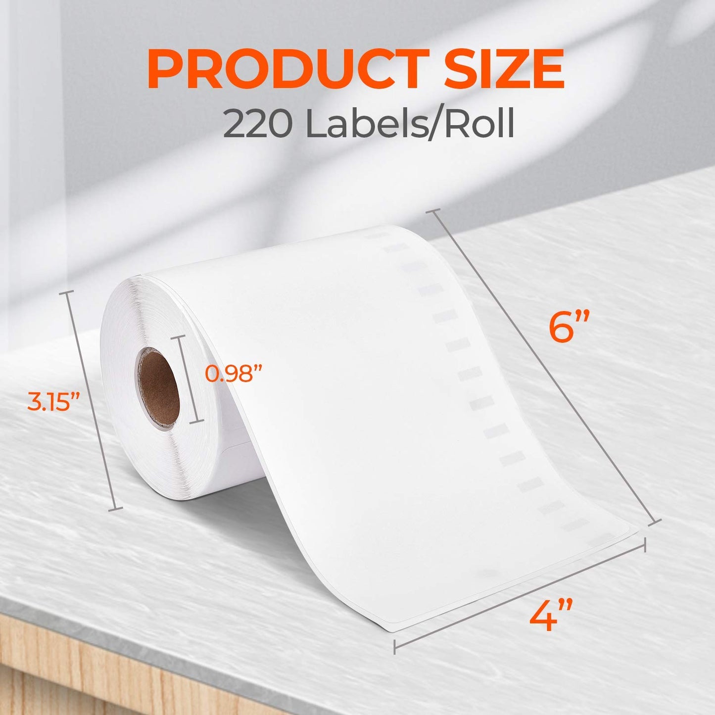 MUNBYN 4"x6" Direct Thermal Printer Label, Shipping Labels Compatible with Rollo, Jadens, Nelko, Not Compatible with DYMO LabelWriter 4XL 1744907,1755120, Perforated Postage Label, 220 Labels/Roll